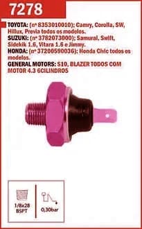 Interruptor Oleo Cebol óleo Civic - S10 - L200 - Pajero - Lancer