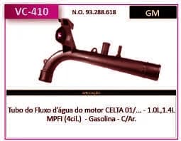 Tubo Refrigeraçao Refr Celta 01/.. - Prisma 1.0/1.4 com AR Quen