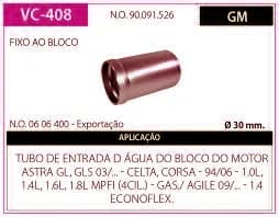 Tubo Refrigeraçao Refr Corsa - Celta - Astra - Agile (BLOCO/ADM)