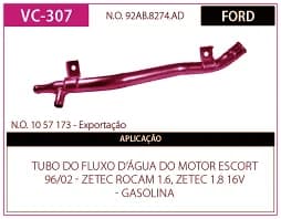Tubo Refrigeraçao Refr Escort 1.6 Rocam - 1.8 16V Zetec 96/02