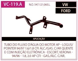 Tubo Refrigeraçao Refr Escort - Logus 1.6/1.8 94/97 Cfi com AR Qnt