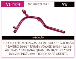 Tubo Refrigeraçao Refr Gol 86/.. - Santana 84/.. (sem AR QUENTE)