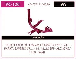 Tubo Refrigeraçao Refr Gol - Prt - Sav 97/... Efi Flex sem AR