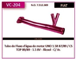 Tubo Refrigeraçao Refr Uno 1.5R 87/89 - CS Top 89/89 ALC. com AR