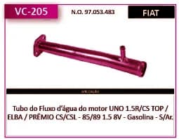 Tubo Refrigeraçao Refr Uno 1.5R - CS Top - Elba 1.5 85/89 sem AR