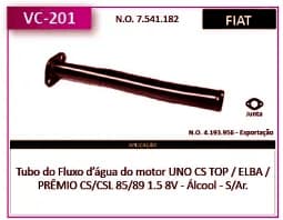 Tubo Refrigeraçao Refr Uno CS - Elba - Prm 1.5 85/89 Alc sem AR
